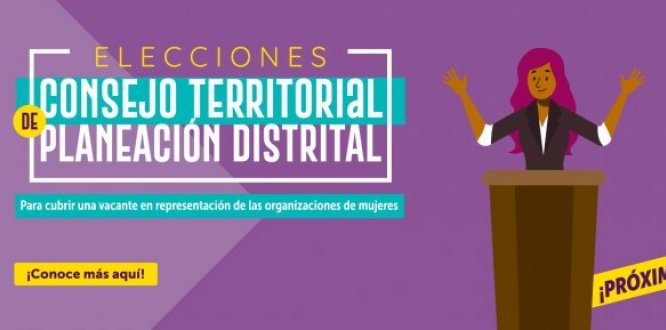 Participa del proceso eleccionario para cubrir 1 vacante de las organizaciones de mujeres ante el Consejo Territorial de Planeación Distrital elecciones